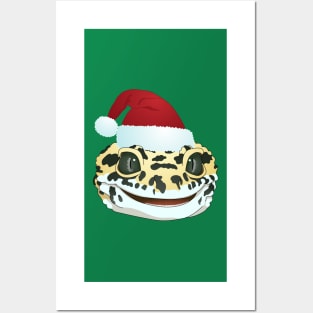 Leopard Gecko Wearing a Santa Hat Posters and Art